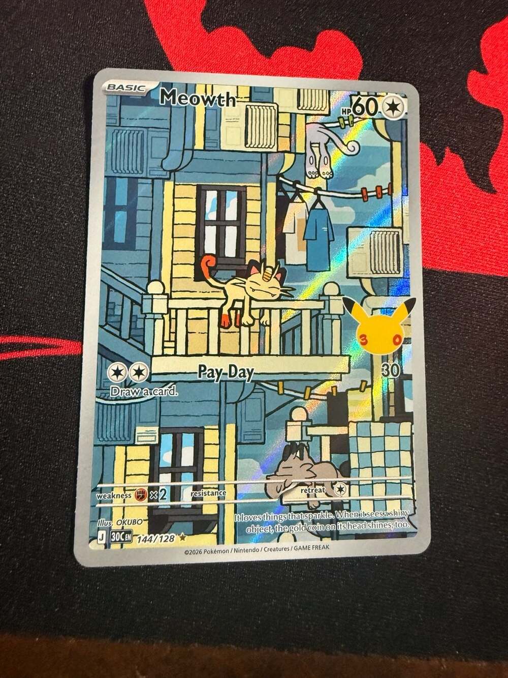Pokemon Meowth 144/128 Holo Trading Card